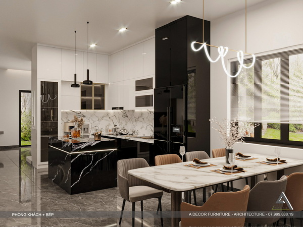 Thiết kế phòng khách, phòng bếp - Nội Thất A Decor - Công Ty TNHH Kiến Trúc - Nội Thất A Decor